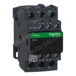 LC1D25P7 IEC contactor, TeSys Deca, nonreversing, 25A, 15HP at 480VAC, up to 100kA SCCR, 3 phase, 3 NO, 230VAC 50/60Hz coil, open