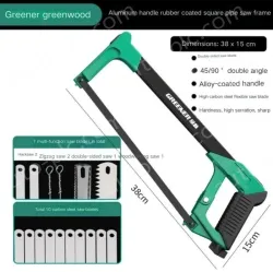 12 inch alloy square tube saw with 10 carbon steel saw blades + 7 multi-function saw blades The saw body can store the saw blades