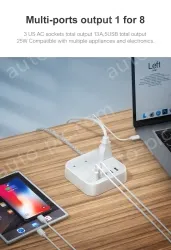 3 AC Outlets USB Power Strip
