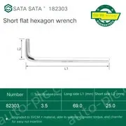 Short flat head hex wrench 3.5mm 82303
