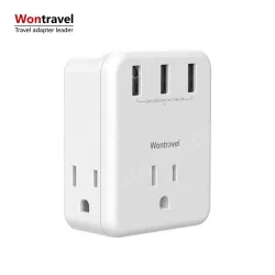 Wall Socket 3 AC Outlets Power Strip