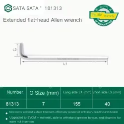 Extended flat head hex wrench 7mm 81313