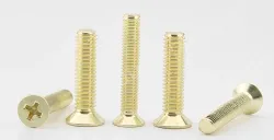 gold coloured flat head screws Phillips slot