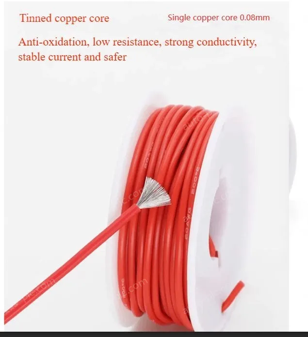 Silicone high temperature cable 28AWG Red