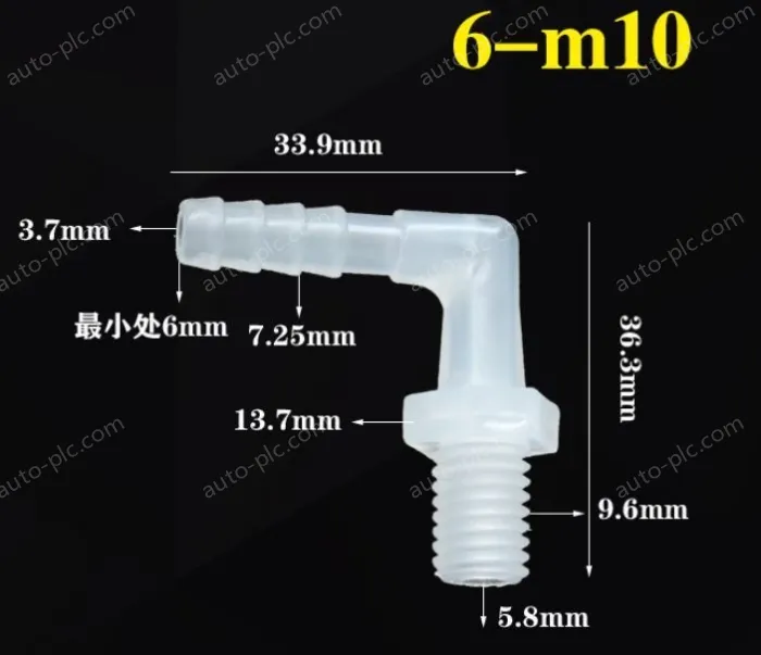 6-M10-M thread right angle elbow