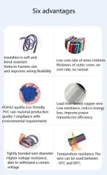 LED light connecting cable 18AWG*8 and (34/0.178TS)