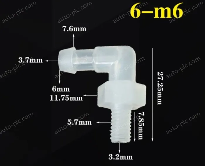 6-M6-M thread right angle elbow