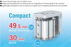 Compact Cylinder with Linear Guide MXZ Series &oslash;12, &oslash;16, &oslash;20, &oslash;25
