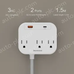 20W PD quick charger 3 AC Outlet Power Strip
