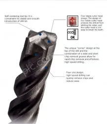 Four-pit 5 series rotary hammer drill bit 10x300x360