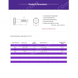 Half thread external hexagonal bolt M8*65