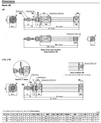 Longer Life Cylinder Double Acting, Single Rod CJ2-XB24 &oslash;6, &oslash;10, &oslash;16