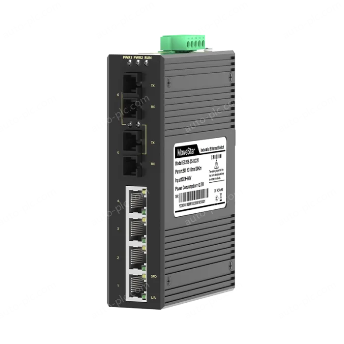 2 Ports 100M F(x) + 4 Ports 10/100M T(x) Din-Rail Unmanaged Industrial Ethernet Switch