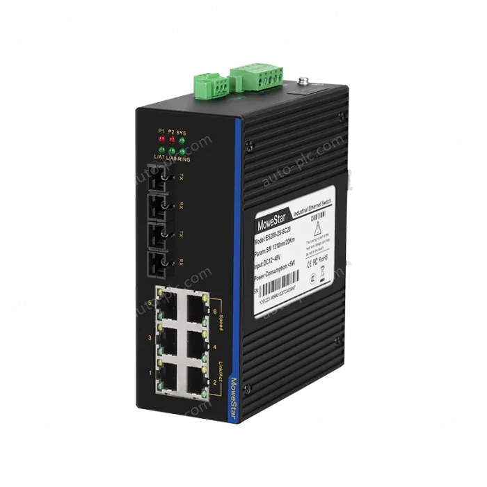 2 Ports 100M F(x) + 6 Ports 10/100M T(x) Din-Rail Unmanaged Industrial Ethernet Switch
