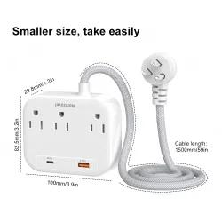20W PD quick charger 3 AC Outlet Power Strip
