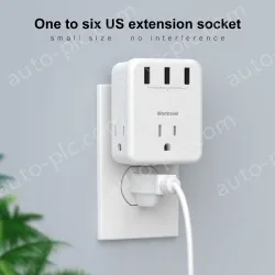 Wall Socket 3 AC Outlets Power Strip