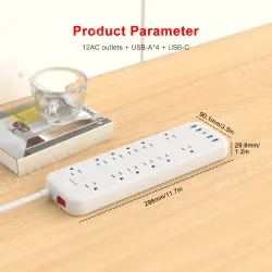 New Design 12 AC Outlets Surge Protector Power Strip