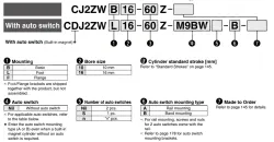 Built-in Speed Controller Type Double Acting, Double Rod CJ2ZW Series