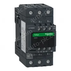 LC1D50ABD IEC contactor, TeSys Deca, nonreversing, 50A, 40HP at 480VAC, up to 100kA SCCR, 3 phase, 3 NO, 24VDC coil, open style