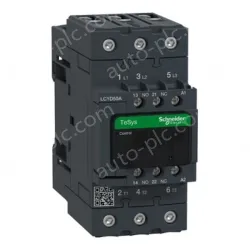 LC1D50AM7 IEC contactor, TeSys Deca, nonreversing, 50A, 40HP at 480VAC, up to 100kA SCCR, 3 phase, 3 NO, 220VAC 50/60Hz coil, open